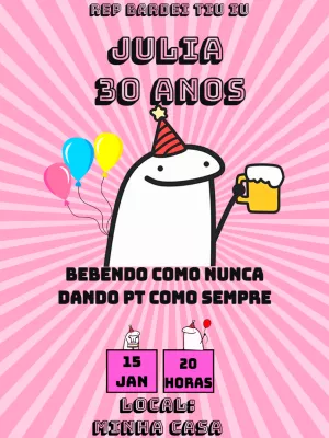 Convite de Aniversário Adulto Meme Flork para Editar Online