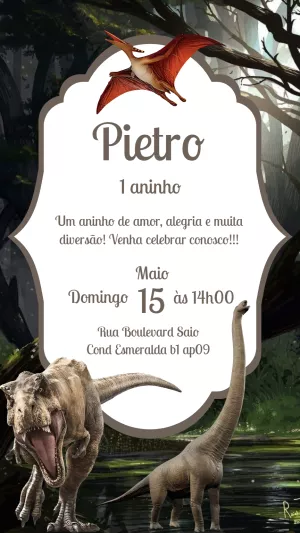Invitación de cumpleaños Dinosaurio – Estático – Gisele