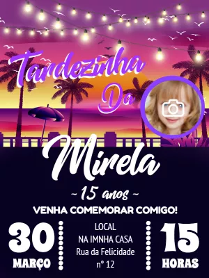Convite Aniversário Tardezinha com Foto para Editar Online
