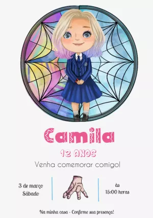 Convite Aniversário Enid Addams para Editar Online