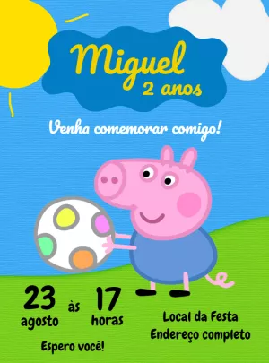 Convite Aniversário George Pig para Editar Online