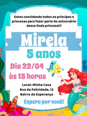 Invitación de cumpleaños La Sirenita – Estático – Pedro Henrique