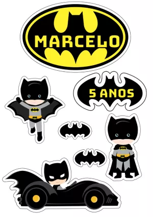 Topo de Bolo Aniversário Batman para Editar e Imprimir