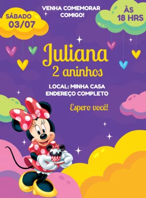Convite Aniversário Minnie Rosa Doceria para Editar Online
