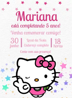 Convite de Aniversário Hello Kitty Editável Online