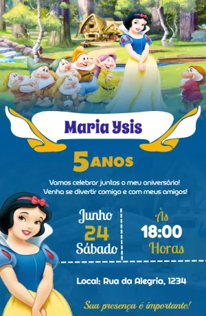 白雪公主生日邀请函 – 静态 – Convites Personalizados
