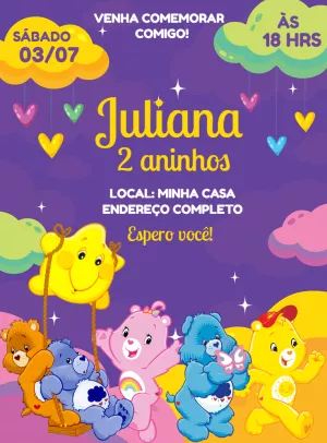 Convite Aniversário Ursinhos Carinhosos para Editar Online