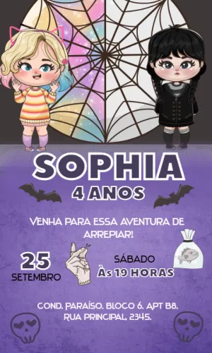 Invito di compleanno Mercoledì – Statico – Convites Personalizados