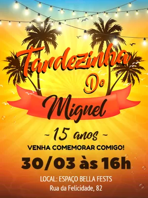 Convite Aniversário Tardezinha Tropical para Editar Online