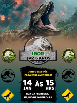 Invitación de cumpleaños Dinosaurio – Estático – Dayvison Carvalho do Nascimento