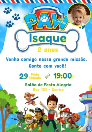 Invito di compleanno Paw Patrol – Statico – Convites e Artes Digitais
