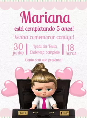 Convite Aniversário Poderosa Chefinha para Editar Online