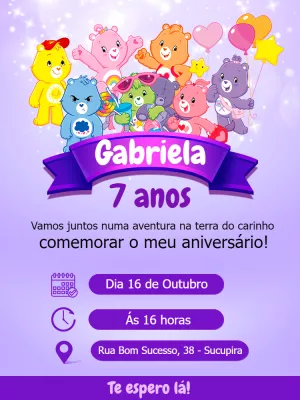 Convite Aniversário Ursinhos Carinhosos para Editar Online