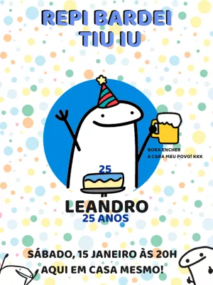Convite de Aniversário Flork com Cerveja para Editar Online