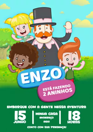 Convite Aniversário Mundo Bita com Personagens para Editar