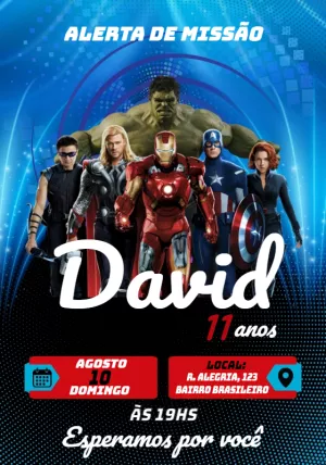 Invitación de cumpleaños Los Vengadores – Estático – Julia B