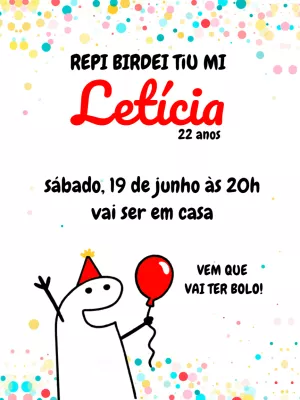 Convite de Aniversário Flork Bentô para Editar Online