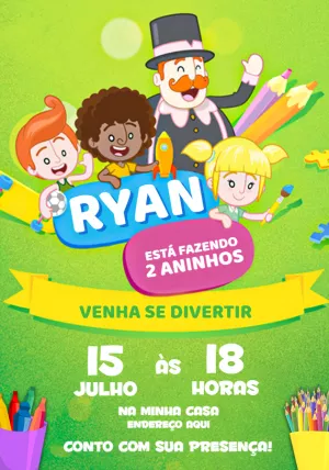 Convite de Aniversário Mundo Bita com Personagens para Editar