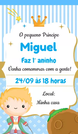 Convite de Aniversário O Pequeno Príncipe para Editar Online