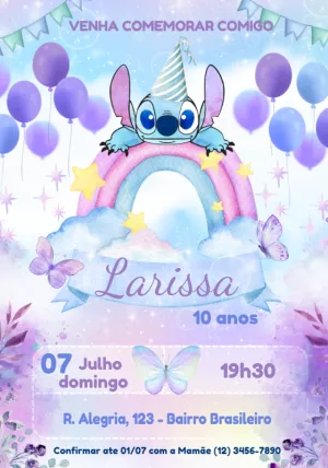 Invitación de cumpleaños Stitch – Estático – Julia B