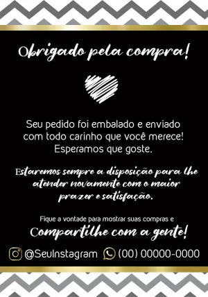 Cartão de Agradecimento Dourado e Preto para Editar Online