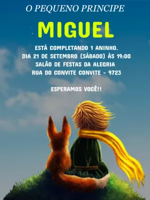 Convite Aniversário O Pequeno Príncipe para Editar Online