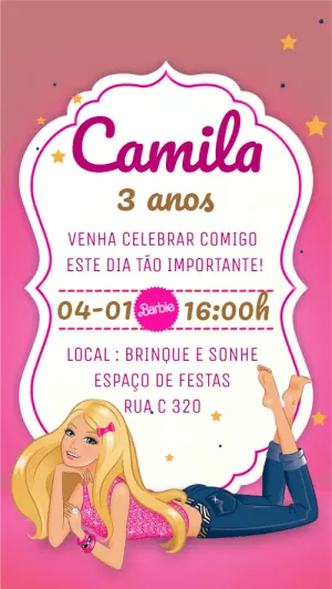 Invitación de cumpleaños Barbie – Estático – Idesign Personalizados