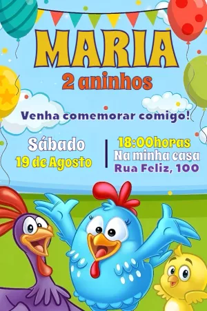 Convite Aniversário Galinha Pintadinha para Editar Online
