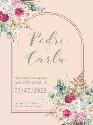 Save the Date Casamento Floral Boho para Editar Online