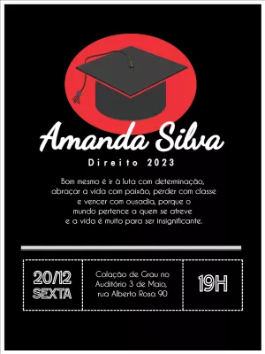 Convite de Formatura Direito Elegante para Editar Online