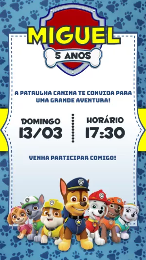 Invito di compleanno Paw Patrol – Statico – Idesign Personalizados