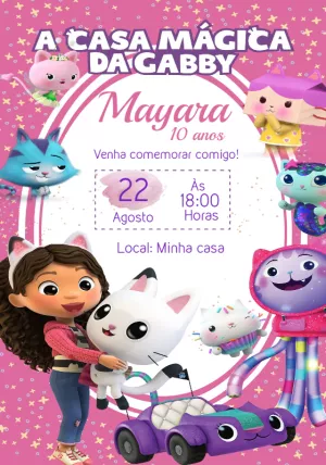 Invitación de cumpleaños La casa de muñecas de Gabby – Estático – Convites Personalizados