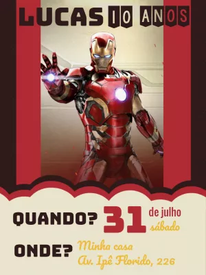 Convite de Aniversário Homem de Ferro para Editar Online