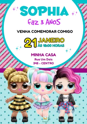 Convite de Aniversário LOL Surprise com Bonecas para Editar