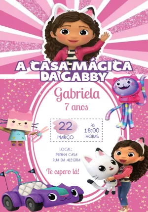Convite Aniversário A Casa Mágica da Gabby para Editar Online