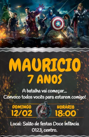 Invitación de cumpleaños Los Vengadores – Estático – Idesign Personalizados