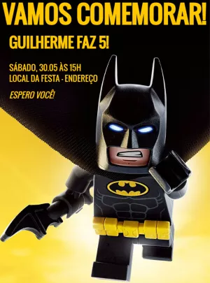 Convite de Aniversário Batman Lego para Editar Online
