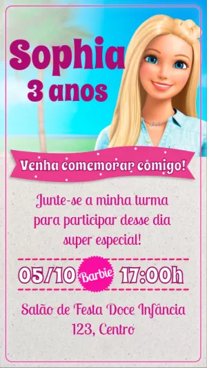 Invitación de cumpleaños Barbie – Estático – Idesign Personalizados