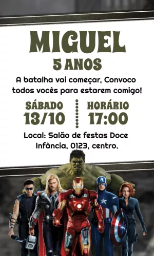 Invitación de cumpleaños Los Vengadores – Estático – Idesign Personalizados
