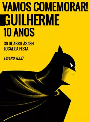 Convite de Aniversário Batman Editável Online