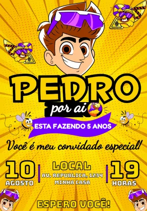 Convite de Aniversário Natan Por Ai para Editar e Imprimir