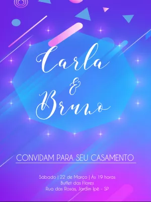 Convite de Casamento Neon Moderno para Editar Online