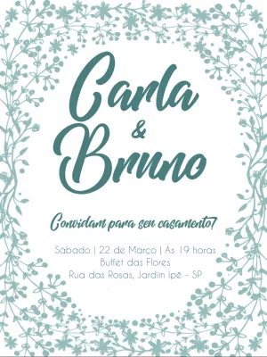 Convite de Casamento Folhagem Verde para Editar Online