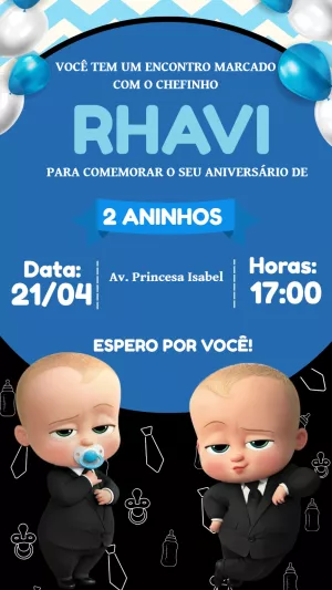 Convite Aniversário Poderoso Chefinho para Editar Online