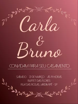 Convite de Casamento Elegante com Ramos para Editar Online