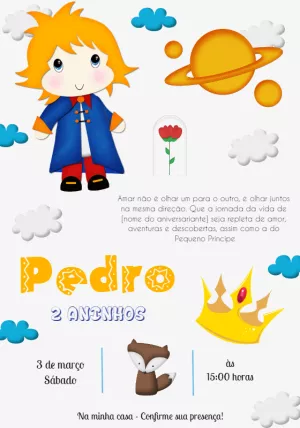 Convite de Aniversário O Pequeno Príncipe para Editar Online