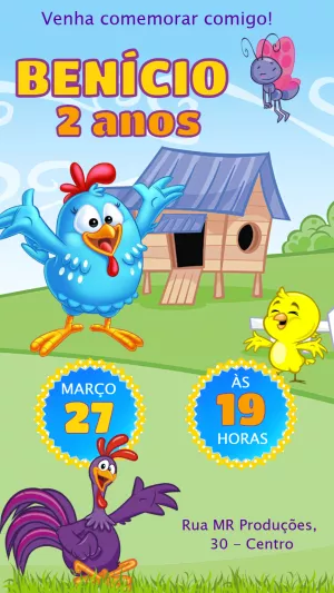 Convite Aniversário Galinha Pintadinha para Editar Online