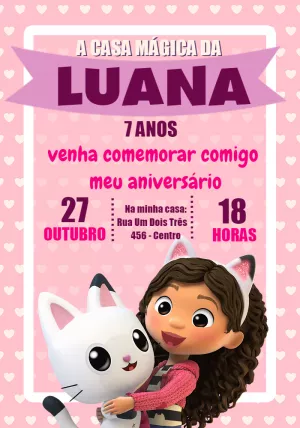 Convite Aniversário A Casa Mágica da Gabby para Editar Online