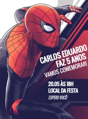 Convite de Aniversário Homem Aranha para Editar Online