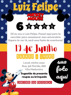 Mickey Mouse Birthday Invitation – Static – ig: @illustragio